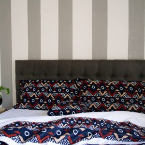 Set matrimoniale bogolan (rosso e nero)